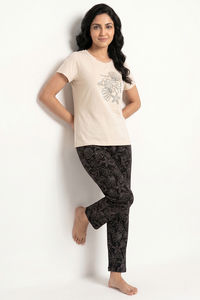 Zivame Knit Cotton Pyjama Set - Black Beauty — thumbnail 3